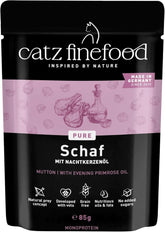 Hrană umedă pentru pisici Catz Finefood Purrrr Sheep Monoprotein nr. 113, pentru pisici cu digestie sensibilă, conținut de carne de 70%, 16 pliculețe a câte 85 g