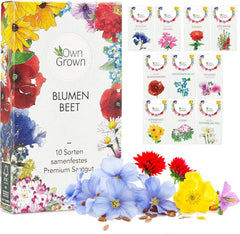 Flower seeds for the garden and balcony: 10 varieties of premium flower seeds as a plant seed set - balcony flower seeds - wildflower seeds for the balcony and garden from OwnGrown