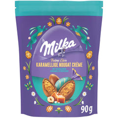 Milka fine eggs - filled with caramel cream and nougat and pieces of salted caramel - 90g