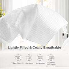 Comfort Spaces Kienna Quilt Set Luxury Double Stitch Summer Blanket Lightweight Soft All Year Bedding Matching Pillowcase White King Size Blanket (264.2 X 228.6 Cm) Naty Shop Comforters & Quilts