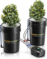 Mars Hydro DWC Hydroponic Grow System, 5 Gallon Deep Water Grow, 8W Air Pump, Multipurpose Air Hose, Air Stone, 2 Buckets and Drip Pot Kit