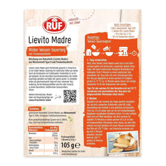 RUF Lievito Madre Sauerteig, Milder Weizen-Sauerteig, Mutterteig, Kurze Teigruhe Durch Enthaltene Trockenhefe, Lievito Madre Getrocknet Für Brot, Baguette, Focaccia, 3X35G Mixture for baking and cooking Naty Shop