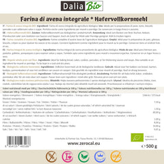 Dalia - Organic whole oat flour 500g | Gluten free | Rich in fiber and protein Origin: Italy | For bread, cakes, porridge and fitness recipes | Premium quality