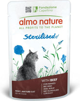 Almo Nature Functional - Sterilizat - Hrană umedă pentru pisici adulte și mature, sterilizate sau mai puțin active - cu carne de vită - conținut scăzut de grăsimi, hidratantă - 70 g (pachet de 30)