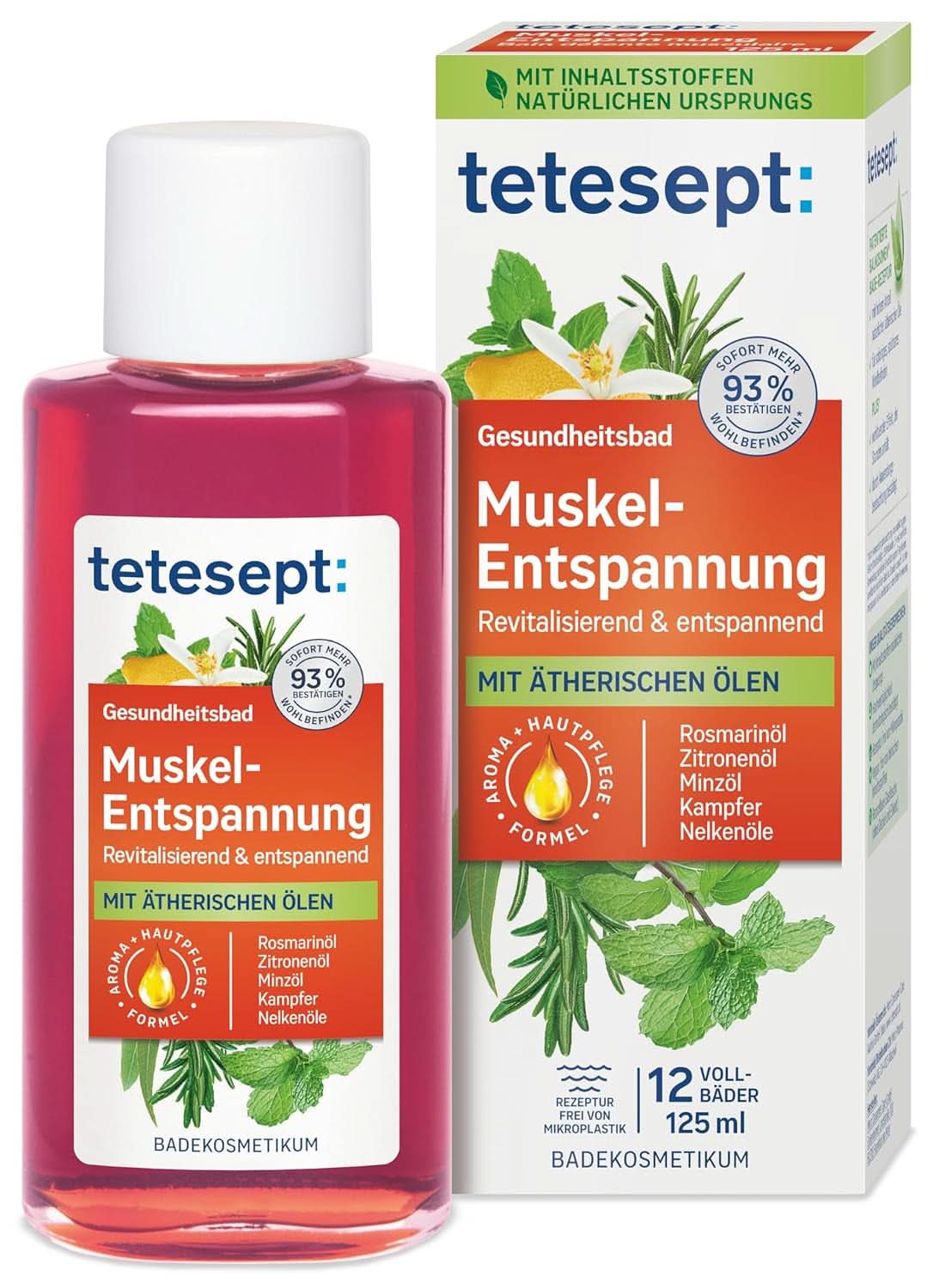 Tetesept Muskel, Aditiv de baie relaxant după efort fizic, 125 ml Duș și baie Naty Shop 125 ml Baie de relaxare musculară