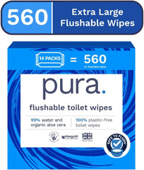 Eco Friendly Disposable Wet Wipes 560 Wipes (14 x 40 Wipes) Monthly Pack 100% Plastic Free 99% Water Sensitive Care Wet Wipes Fine to Flush Certified Biodegradable Vegan
