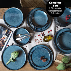 Set de veselă Moritz & Moritz SOLID din gresie, format din 18 piese, pentru 6 persoane - set de veselă pentru 6 persoane, format din 6 farfurii de cină, 6 farfurii garnitură și 6 farfurii de sumă