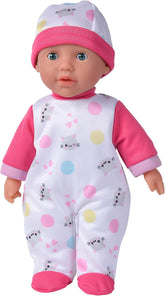 Simba 105140004 - Laura Cutie, păpușă cu corp moale și ochi adormiți într-o salopă drăguță în formă de pisicuță, 5 sunete, 30 cm, de la 12 luni