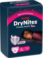 Huggies DryNites Nighttime Bedwetting Diapers for Girls 13-Approx 17 Years (48-60kg) 27 Count (3x9) Monthly Pack Panty Diapers