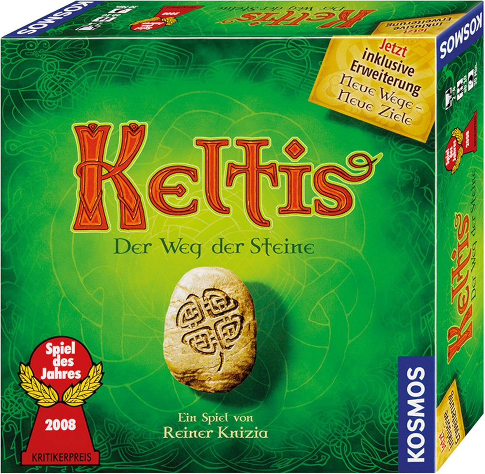 KOSMOS 691783 Joc Keltis inclusiv expansiunea Keltis, joc de societate clasic, joc de familie pentru 2-4 jucători cu vârsta de 10 ani și peste, joc de petrecere pentru copii și adulți, Jocul Anului 2008