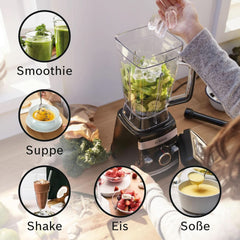 Bosch Standmixer Vitaboost MMBH6P6BDE, 6-Klingen-Edelstahlmesser, 2.5L Tritan-Mixbehälter, Stopfer, 6 Automatikprogramme, Rezeptbuch, Bpa-Frei, Einfache Reinigung, 45,000 U/Min, 1600 W, Schwarz Bucatarie Naty Shop
