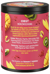 Ostmann Gewürze - Let's Do Spicy Fruits | Würzmischung für süßes Obst created by Lalaleluu | scharfes Obst-Topping mit Chili und Pfeffer, lecker auf Apfel oder Mango | 70 g in Metalldose recyclebar
