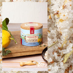 Le Saunier de Camargue Fleur De-Sel Citrone Thymian in 125 g Dose, Premium Meersalz aus Süd-Frankreich, Ideal als Finishing von Speisen und zum Verfeinern von Gerichten