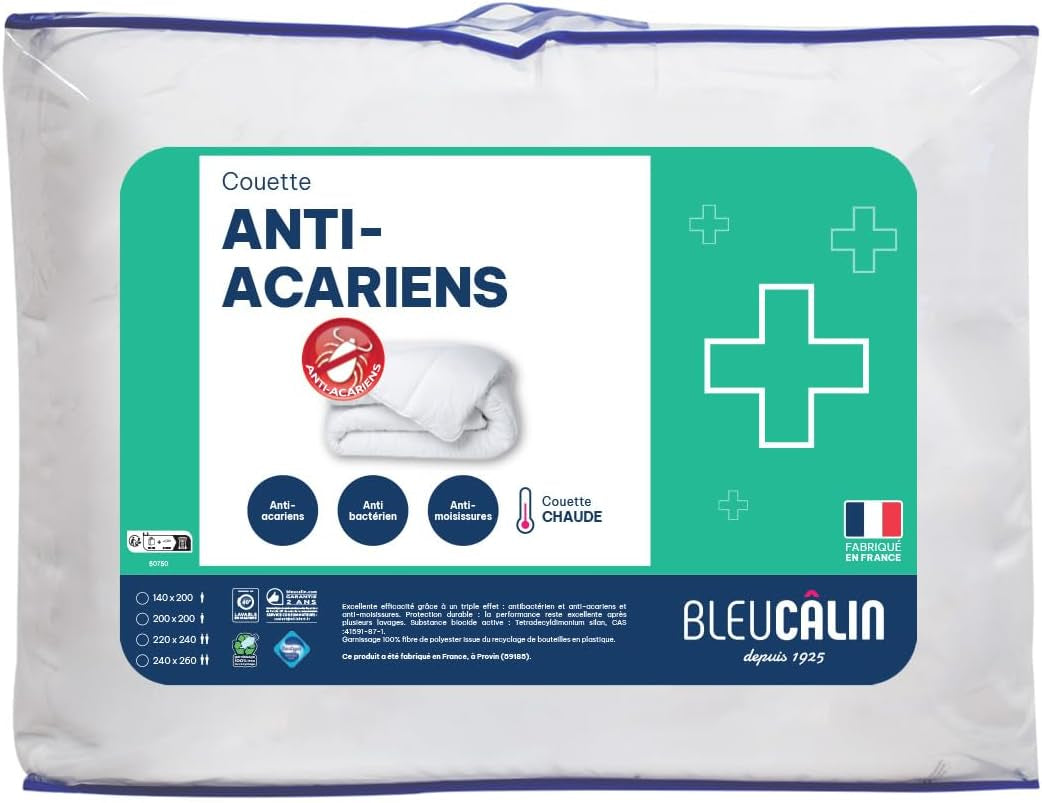 Bleu Calin plapuma antiacarieni 140X200 Cm, Pentru pat de 1 persoană, Husă moale din microfibră, Tratament sanitizat Plapumi si pilote Naty Shop 260 X 240 Cm