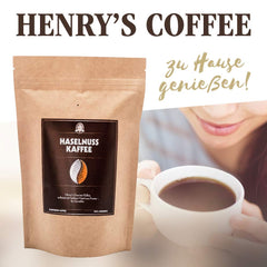 Cafea cu alune de pădure Henry's 500g - Cafea gourmet rafinată cu cele mai fine arome - prăjită artizanal - boabe de cafea premium