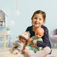 Heless 2181 - Romper for Puppen im Pinguin Pünktchen Design, aus Softvelours mit high-quality Bestickung, Größe 35 - 45 cm