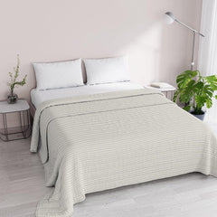 Summer quilt Satin Stripes, polyester, cream, 260X250 Cm Quilts and quilts Naty Shop Cream 260X250 Cm