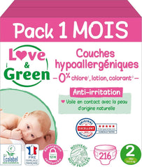 Love & Green, scutece hipoalergenice produse in Elvetia, marimile 1 si 2 Mama si Copilul Naty Shop Marimea 2
