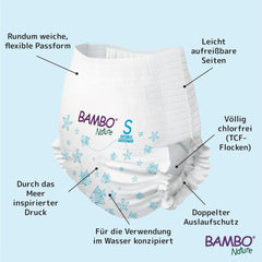 Bambo Nature Baby Swim Diapers, Size S (7-12kg), 12 Diapers | Secure Fit Disposable Swim Diapers | Waterproof comfort during water play