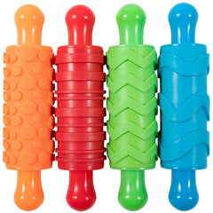Mal- und Ton-Texturwalzen - 4er-Set - structured Knetrollen für Kinder - Vielseitige Muster zum Basteln und Dekorieren