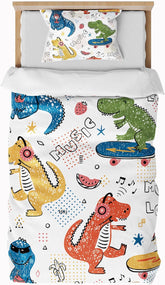 Bed linen for children, boys, various models, with zipper, microfiber polyester Bedding - children Naty Shop Dinosaurs 135X200 Cm + 80X80 Cm