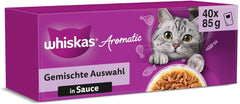 WHISKAS Hrană umedă aromatică pentru pisici în sos 40 x 85g Selecție de pește