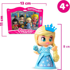 Pinypon – 4er-Pack Märchenfiguren, enhtät Goldlöckchen, Eisprinzessin, Prinz der Wunderlampe und Meerprinzessin, über 20 thematische Accessoires, Famosa (PNY87000)