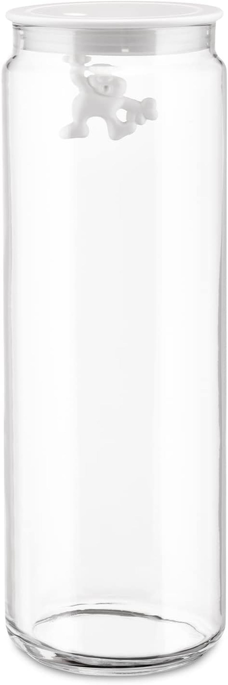 Borcan de bucătărie Alessi "Gianni" din sticlă cu capac sigilat, rășină termoplastică, negru, 27,5 x 13,5 x 28 cm Cutii depozitare alimente Naty Shop Sticlă, alb 25 X 13.5 X 20 Cm