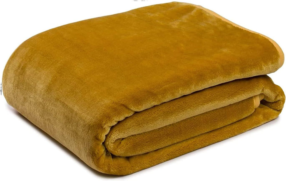 Gözze - Comfortable blanket Premium Cashmere-Feeling, 500 G/M², 180 X 220 Cm - mustard Beds and Blankets Besuche den Gözze-Store Mustard 180 X 220 Cm