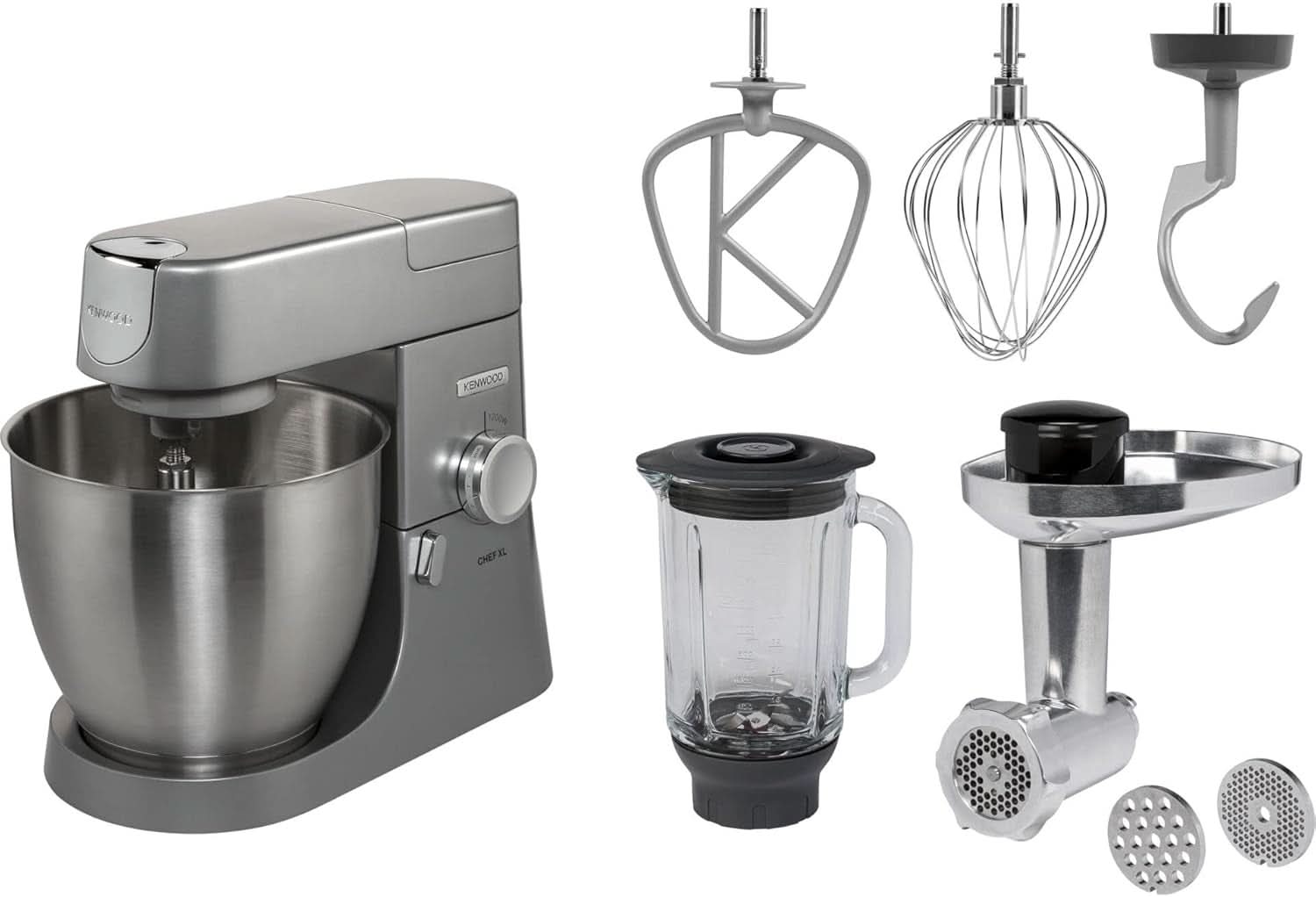 Procesor de alimente Kenwood Chef KVC3110S, bol de amestecare din oțel inoxidabil de 4,6 L Mama si Copilul Naty Shop Single Pachet cu blender + tocător