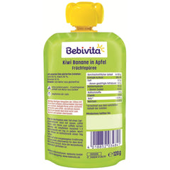 Kiwi Bananas in Apple Quetschie (6 x 120g), ohne Zuckerzusatz, glutenfrei, ideal für unterwegs und selbständiges Snacken
