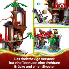 LEGO NINJAGO Showdown am Baumhaus mit dem Ninja-Bike - Action Spielzeug mit Motorrad, Hubschrauber, 6 Minifiguren und Schwertern - Geschenk für Jungen ab 7 Jahren und Fans - 71857