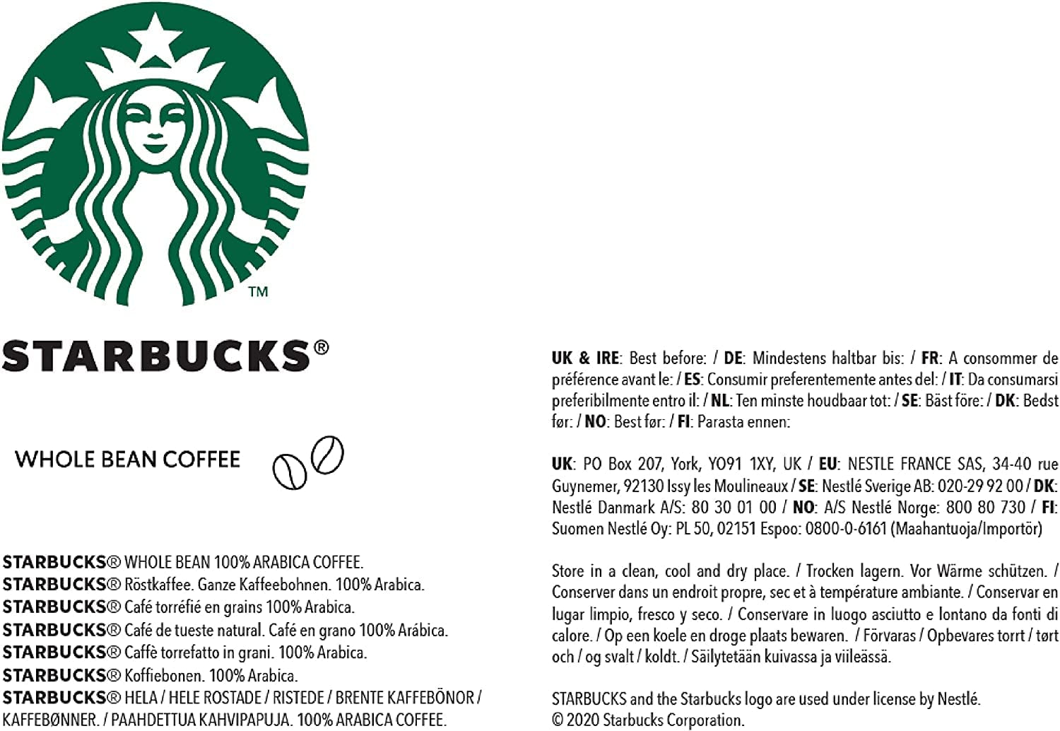 STARBUCKS Pike Place Roast, prăjire medie, boabe de cafea întregi Cafea Naty Shop