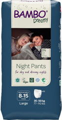 Bambo Dreamy Nighttime Pull-Up Diapers, Large (35-50kg/77-110lbs), 10-Pack | Pull-Up diapers for children | Ultra-absorbent bedwetting nightwear