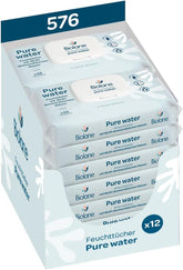 BIOLANE - Baby Wet Wipes with 99.9% Water - Pure Water - Pack of 12 x 48 (576 Wipes) - For Sensitive Skin - From Birth - Fragrance Free - Care for Changing and Cleaning Babies