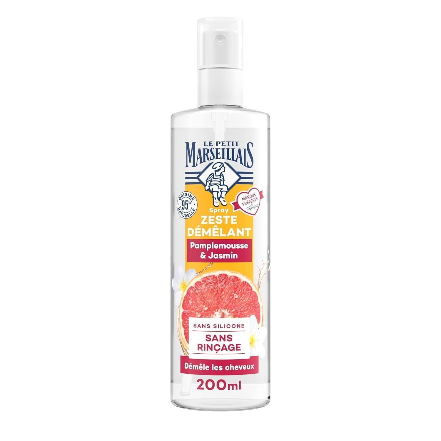 Le Petit Marseillais | Spray de descurcare cu grepfrut și iasomie (flacon de 200 ml) - îngrijire de descurcare fără clătire - 95% de origine naturală și fără silicon Produse pentru descurcarea părului Naty Shop Titlu implicit