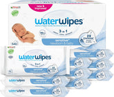 WaterWipes Sensitive+ Wet Wipes for Newborns and Babies, 540 Pieces (9 Packs), 3-in-1 Cleaning, Care, Protection, 99.9% Water, Fragrance Free