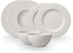 Villeroy & Boch – Manufacture Rock Blanc Geschirrset 6 Teilig Weiß, Spülmaschinenfest, Mikrowellensicher, Geschirr Modern, Starter Set, Speiseteller, Pastateller, Müslischalen, Premium Porzellan Seturi vesela masa Naty Shop Weiß Starter-Set | 6-Tlg.