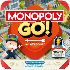Board game Monopoly GO! - German version, game based on the popular online version, fast strategy game for the whole family, fun for 2 to 4 players