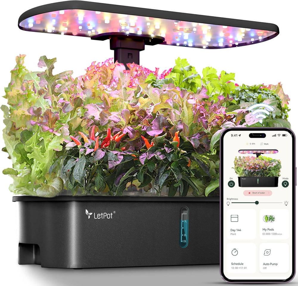 LPH-Air Hydroponic Grow Systems Kits WiFi Controlled by App 24W Smart Indoor Garden Grow Light Full Spectrum 10 Capsules Planter Indoor Gardening Gift Kit