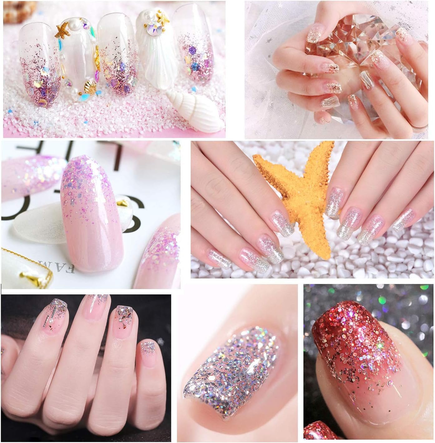 HOWAF 12 cutii cu sclipici pentru unghii, față, corp cu pensulă, paiete machiaj, sclipici pentru unghii, ochi, buze, păr, corp, decorare, Halloween, Crăciun, festival, bal mascat, accesorii machiaj