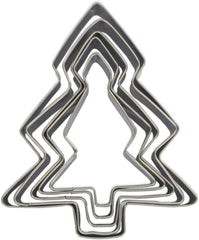 Zenker 44814 Set de 5 forme de biscuiți pentru brad de Crăciun, forme pentru brad de Crăciun, formă de biscuiți, oțel inoxidabil, argintiu, 11 x 9,5 cm