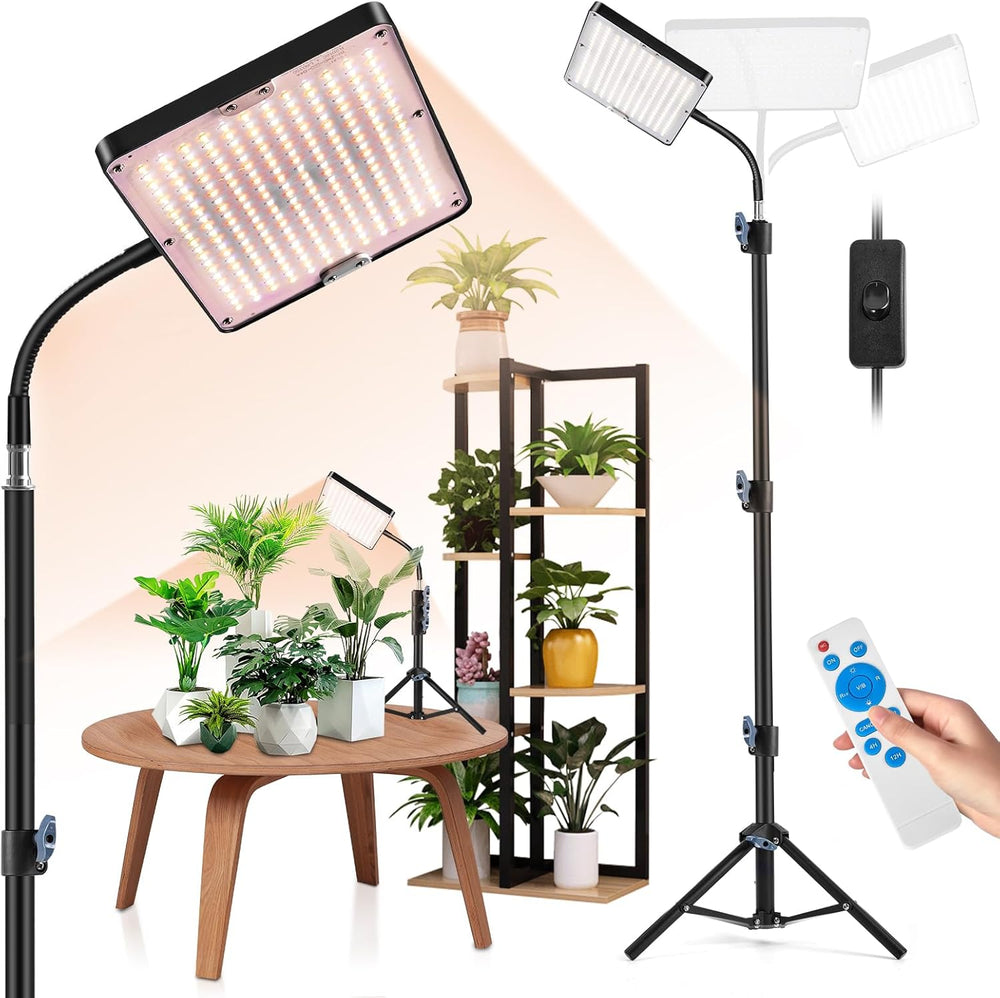 Full Spectrum LED Plant Light with Adjustable Stand, 246 LEDs with Timer and 9 Brightness Levels, Plant Light for Flowering Vegetables, Hydroponics and Seeds, for Beginners and Indoor Gardeners