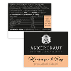 Ankerkraut Kräuterquark Dip, Gewürzmischung für Quark, Ohne Geschmackverstärker, Premium Qualität, Alternative Joghurt und Soja-Quark, Aufstrich selber machen, 55 g in cork glass