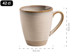 MÄSER 931818 Set de veselă Nottingham Vintage Series pentru 4 persoane, serviciu de mic dejun cu 12 piese cu forme rotunjite neregulate în aspect retro, gresie, bej