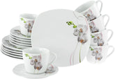 CreaTable, 24024, seria Square Orchid, set de veselă cu 18 piese pentru 6 persoane, serviciu de cafea din porțelan, potrivit pentru mașina de spălat vase și cuptorul cu microunde, producție de calitate