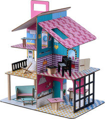 Olivia'S Little World 360 Wooden Dollhouse for Kids 3.5" Dolls and 12 Accessories Multicolor TD-13260C Dollhouses Naty Shop Default Title