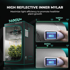 MARS HYDRO Grow Tent 60x60x140cm, Indoor Grow Tent, Reflective Mylar Grow Tents for Hydroponics, Removable Bottom Tray for Plant Growing Space