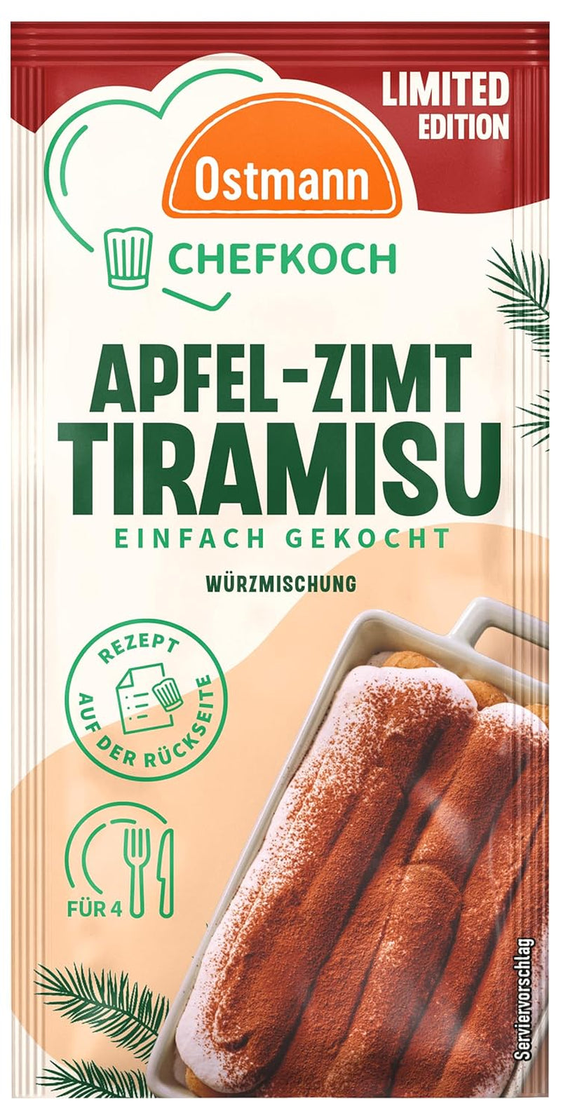 Ostmann Gewürze x Chefkoch - Apfel-Zimt-Tiramisu Würzmischung | Abgestimmt auf 4 Portionen | Including Schritt-für-Schritt-Rezept und Mengenangaben | 10 g in Bag
