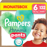 Pampers Harmony Pants Size 6 Diapers, 132 Diapers, 15kg+, Gentle Skin Protection and 360° Comfort